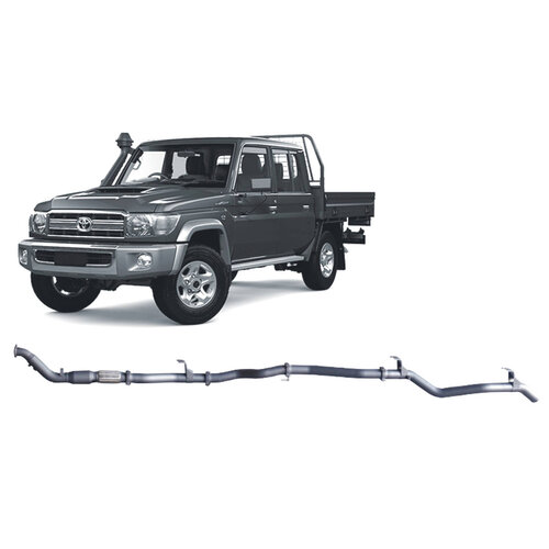 Redback Extreme Duty 3" Single Exhaust for Toyota Landcrusier 79 Series, Dual Cab, 2012-16, Turbo Back, Non-DPF Models, With Cat and Delete Pipe