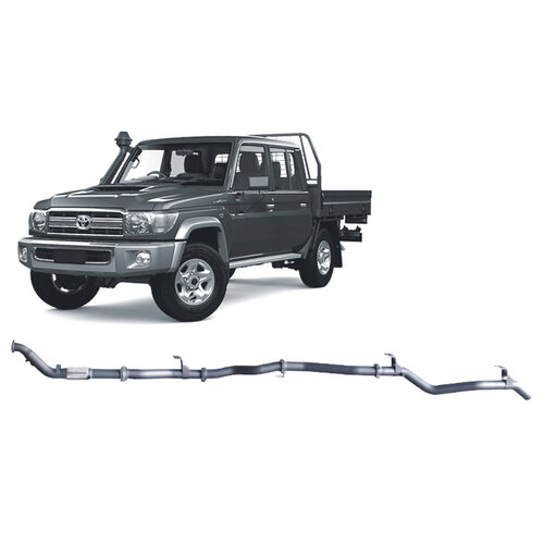 Redback Extreme Duty 3" Single Exhaust for Toyota Landcrusier 79 Series, Dual Cab, 2012-16, Turbo Back, Non-DPF Models, No Cat With Delete Pipe