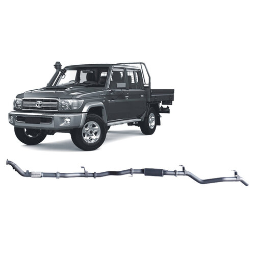 Redback Extreme Duty 3" Single Exhaust for Toyota Landcrusier 79 Series, Dual Cab, 2012-16, Turbo Back, Non-DPF Models, No Cat With Resonator
