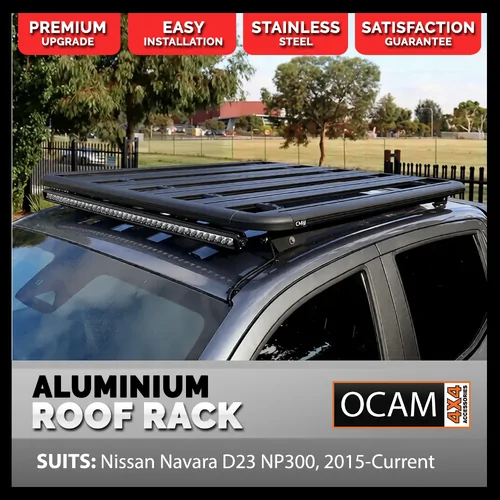 OCAM CMM V1 Aluminium Platform Flat Roof Rack for Nissan Navara D23 NP300, 2015-Current with Factory Roof Rails