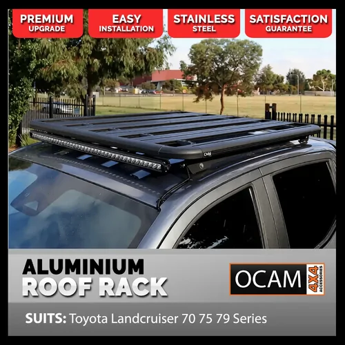 Aluminium Flat Roof Rack with Rail Mount For Toyota Landcruiser 70 75 79 Series 850x1425mm