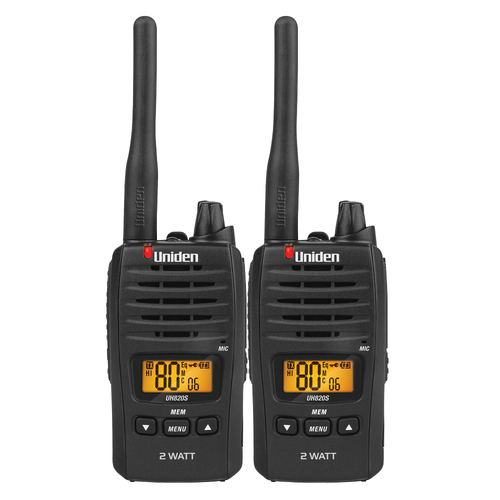 Uniden 80 Channels 2 Watt UHF Handheld Radio w/ 1600mAh Battery UH820S-2