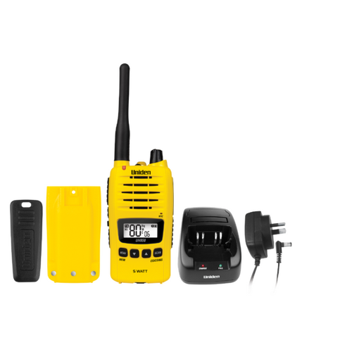 Uniden 5 Watt UHF Waterproof CB Handheld Radio w/ 2220mAh Battery Yellow UH850-Y