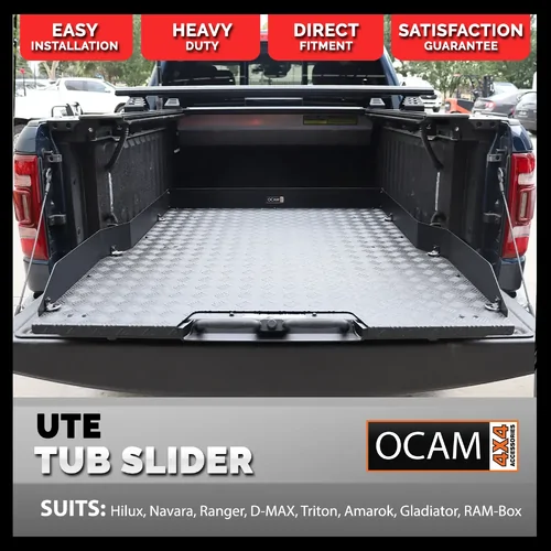Aluminium Ute Tub Slider Tray Sliding Drawer Floor Slide, for Hilux, Navara, Ranger, D-MAX, Triton, Amarok, Gladiator, RAM-Box