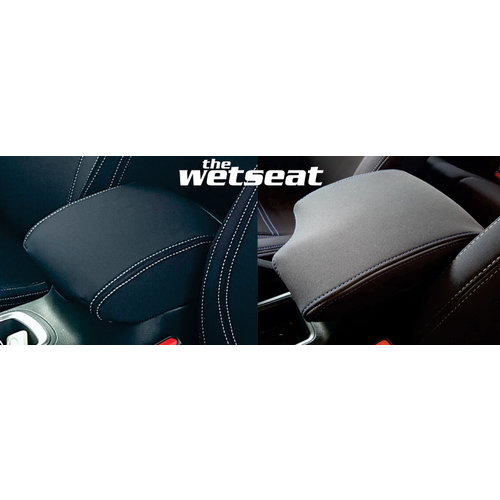 Wetseat Neoprene Tailored Console Cover for Mitsubishi Triton MQ 05/2015-11/2018, Black With White Stitching