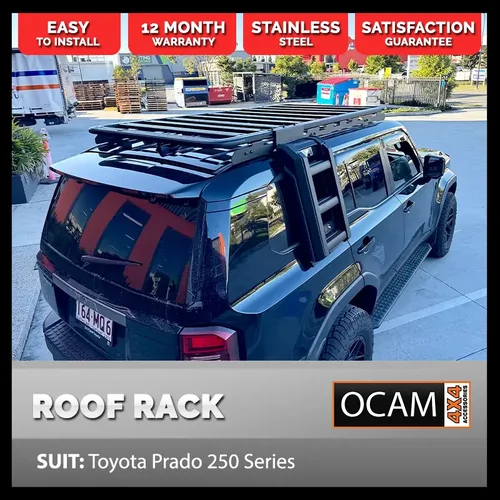 OCAM 4x4 Aluminium Platform Flat Roof Rack for Toyota Prado 250 Series, 2200 x 1250mm With Wind Deflector